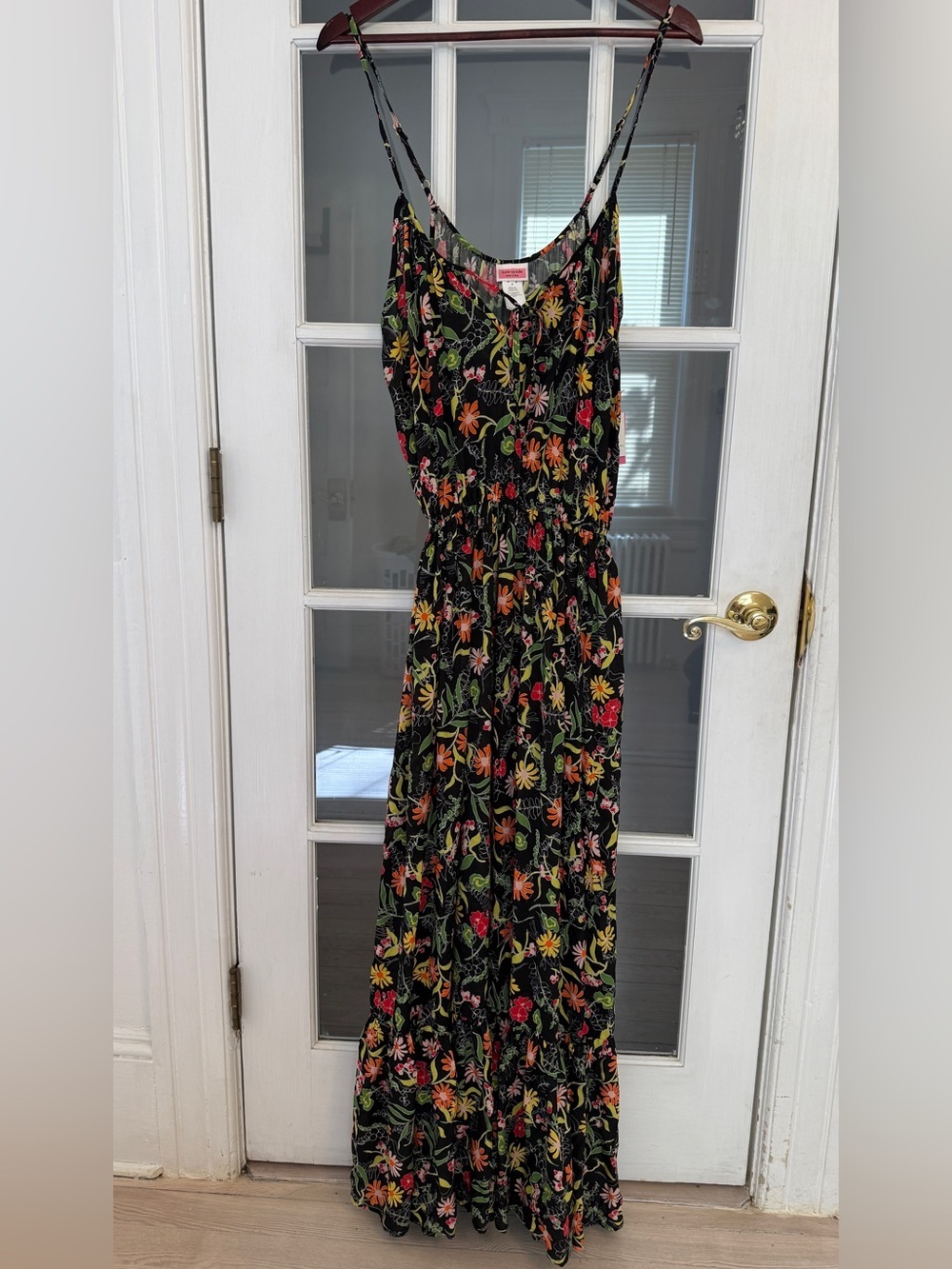 KATE SPADE Women's Black Multicolor Floral Print Sleeveless Maxi Dress Size M